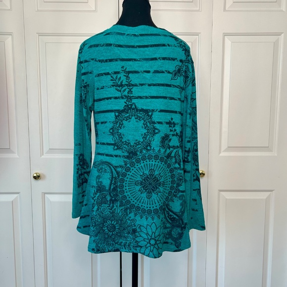 Xception Teal & Black Long Sleeved Embellished Tunic Size M - Picture 4 of 5